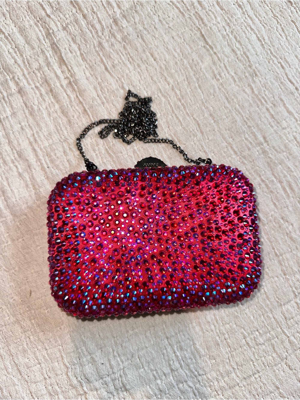 Olga berg CASEY hot pink Embellished Fuchsia Crystal Evening Clutch crossbody